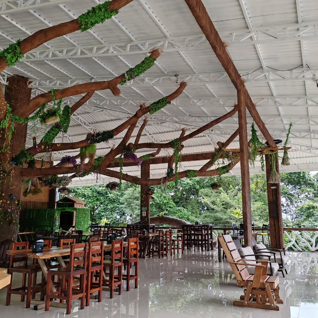 Restaurant interior with tree feature